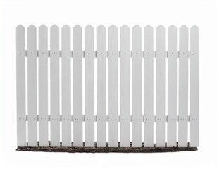 new white painted wooden fence on white background 
