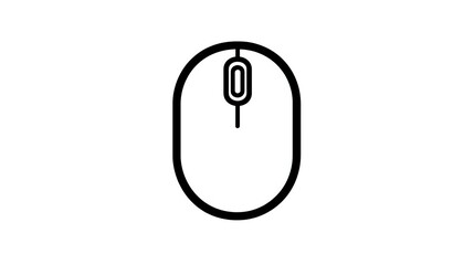 Simple black computer mouse outline icon on white background, minimalist design for web and app interface elements.