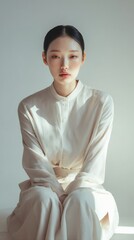 Close-up portrait of an Asian woman in natural sunlight