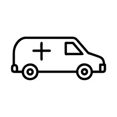 Outline of an ambulance vehicle with a medical cross symbol  