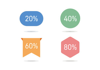 Four colorful shapes display the percentages 20 40 60 and 80