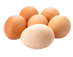 Small Pile of Brown Farm Fresh Eggs Isolated on White