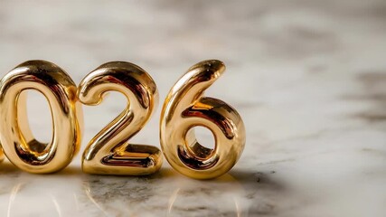 Shiny gold 3D numerals forming the year 2026. - Powered by Adobe