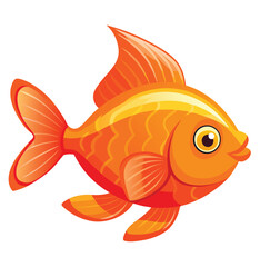 Bright Orange Aquatic Fish Vector Art