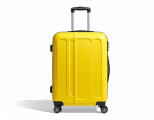 big yellow travel suitcase, png file of isolated cutout object with shadow on on