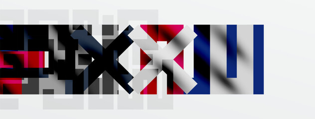 Pixelated flags represent nations. Colors suggest United Kingdom, France, Russia, possibly others. Abstract design, blurred details.