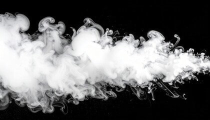 White Smoke Swirls and Wisps Across a Black Background Creating an Abstract Visual Effect