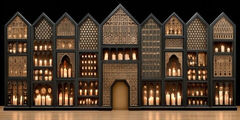 A gothic trade tower representing global wealth exchange under candlelight