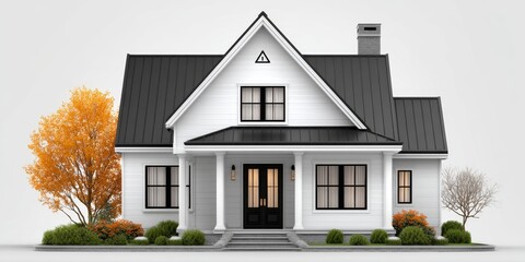 A minimalist illustration of a house with a warning symbol