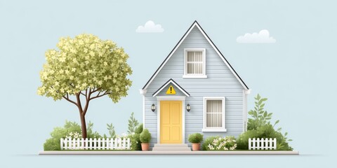 A minimalist illustration of a house with a warning symbol