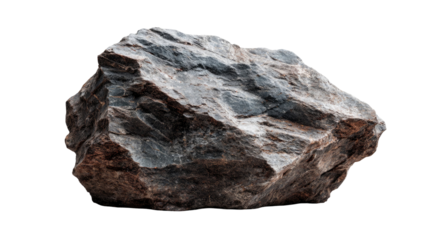 Grey rock with irregular shape natural stone texture rough surface geology element outdoor landscape material isolated on white background