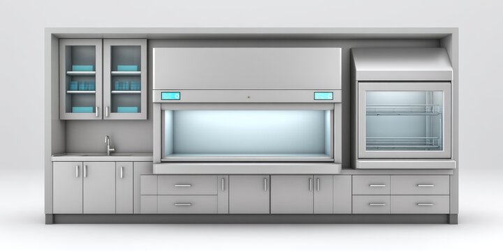 A sterile laminar flow cabinet set up for aseptic cell culture work