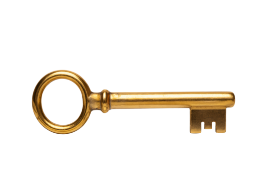 Unlock new possibilities with this elegant antique brass key