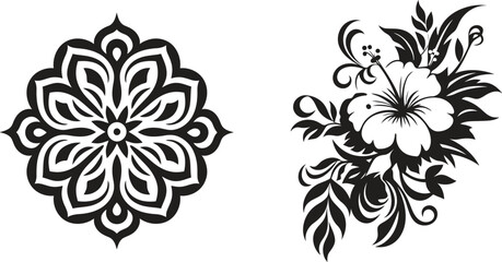 Fototapeta premium Elegant floral designs evoke a sense of sophisticated simplicity displayed in classic black