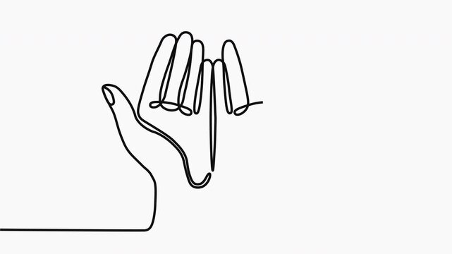 animated continuous single line drawing of hands clasped in prayer, line art animation