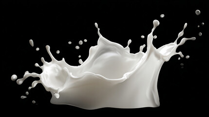 Dynamic white liquid splash on black background