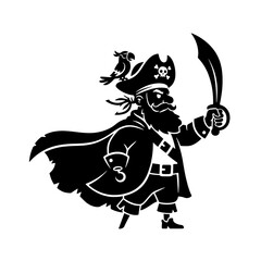 Vector illustration of a pirate, Cartoon Pirate Silhouette
