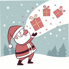 santa claus with christmas gifts