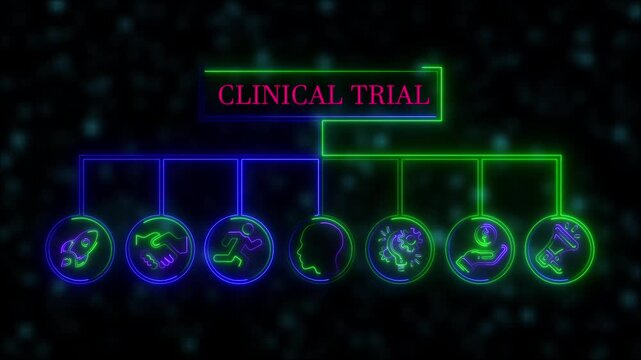 Clinical trial strategy execution concept. A business professional&rsquo;s hand activates Data-Driven decision processes on an interactive interface, representing the integration of business insights.