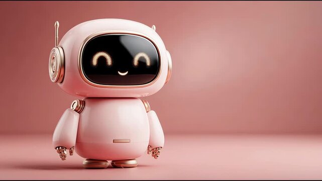 Friendly pink robot representing a chatbot for customer service and modern communication in a playful way. Friendly Pink Chatbot Robot &ndash; Animated Video Version