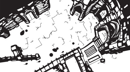 The Gloomy Dungeon. Hand drawn vector illustration	