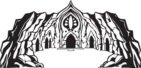 The Gloomy Dungeon. Hand drawn vector illustration	