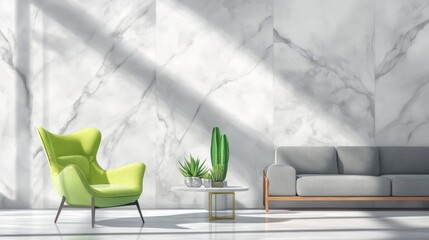 Modern living room interior with sunlight