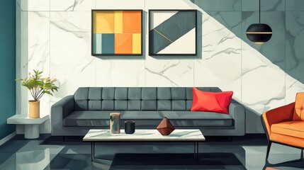 Modern living room interior design, minimalist style