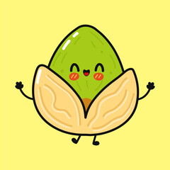 Cute pistachio nut happy cartoon character
