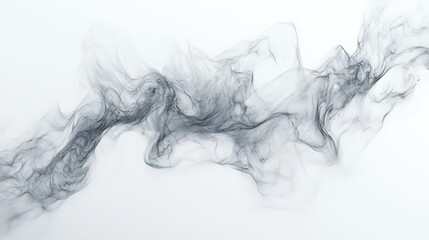 Black smoke or vapor flowing across a white background, for use as a graphic
