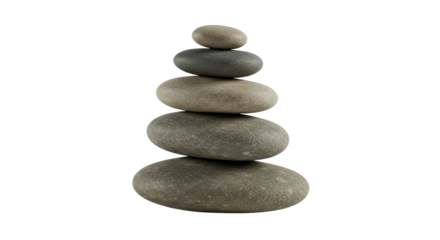 Stacked balanced natural stones on black background, smooth zen pebbles for meditation, relaxation, and spa themes, perfect for wellness and tranquility concepts