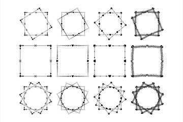 Frame Geometric Set. Classic Antique East Invitations And Greeting Cards In Vintage Victorian Style . Minimalists Classic Vector Set 1