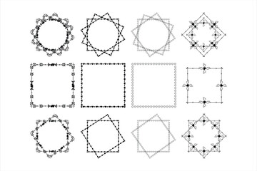 Frame Geometric Set. Classic Antique East Invitations And Greeting Cards In Vintage Victorian Style . Minimalists Classic Vector Set  3