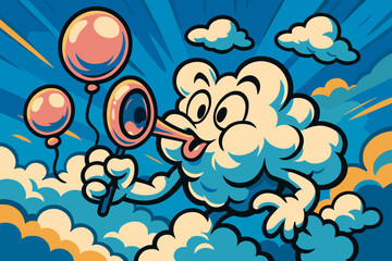 Fototapeta premium That into blowing silly balloons clouds festival vector icon bubble cloudsprite