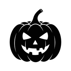 Spooky halloween jack o lantern silhouette icon festive autumn holiday celebration scary face glowing eyes for decorations and design isolated on white background