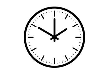 Classic analog clock face with bold black hour and minute hands showing a precise time, perfect for deadlines or scheduling concepts.