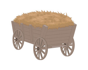 vector design of a traditional cart made of wood usually used to store grass or other objects on farms or in the countryside