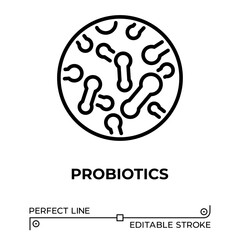 Vector line icon related to probiotics. Perfect Line. Editable Stroke.