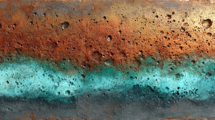 Rusty copper surface with turquoise patina oxidation texture
