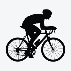 Fototapeta premium Vector art of silhouette of a cyclist riding a bicycle, silhouette art design