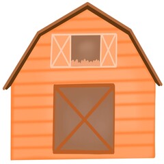 red rice barn with blue sky and clouds