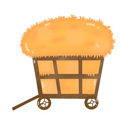 Hand drawn pile, heap or stack, straw in roll and square, dry grass, farm fodder. Village and countryside elements.