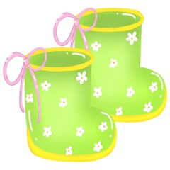 Floral boots with blooming flower trees