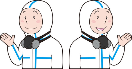 防護服を着た男性