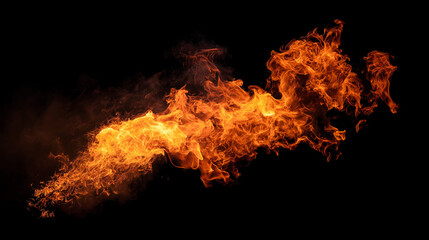 ferocity. Dramatic flames with intense orange and yellow hues isolated against a dark atmospheric background. STEM education sheets, lab safety posters, designed for biotech research communications.