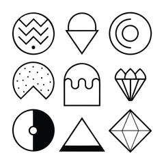 Geometric shapes and icons abstract black and white