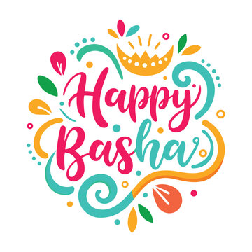 Happy Basha celebration art holiday greeting