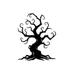 Scary Bare Tree Silhouette, illustration,svg