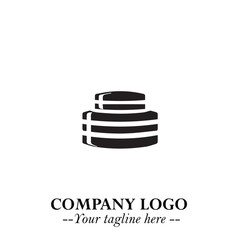 Delicious Cake Icon Symbol in Black on White Background with Sweet Minimalist Modern Design