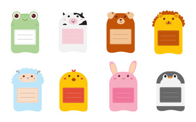 A collection of various paper notes in the shape of cute animals. Blank paper notes for making to-do lists, diaries, and memories.